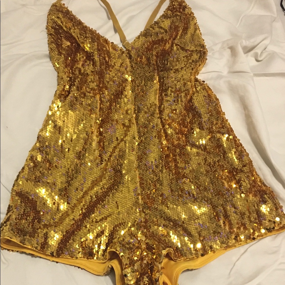 Gold sequin romper Forever 21